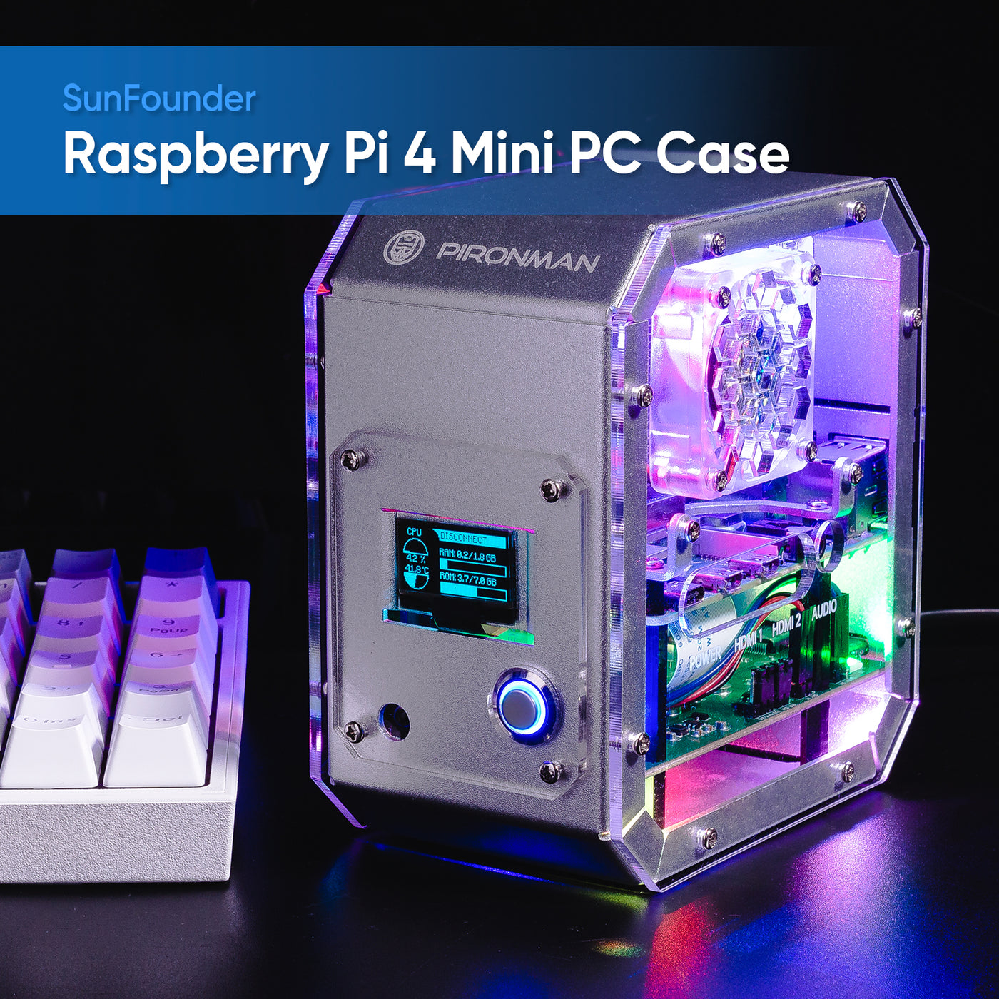 Raspberry Pi 4 Case, Raspberry Pi Mini PC - Aluminum Alloy Tower Case ...