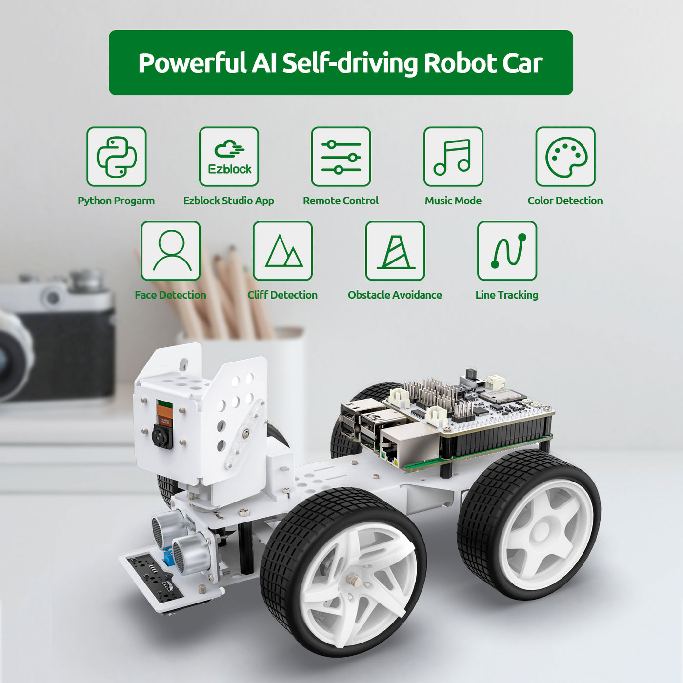 SunFounder Picar-X - Smart Robot Car Kit for Raspberry Pi – RasPad ...